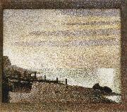 Georges Seurat Seine-s Dusk painting